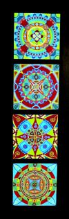 "les quatre mandalas bleus" Acrylique montage sur bois 120x40